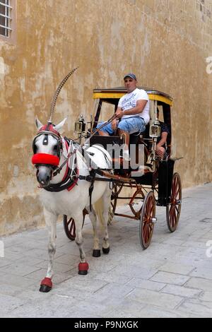 A traditional horse-drawn carriage in the fort at Mdina, Malta Stock Photo