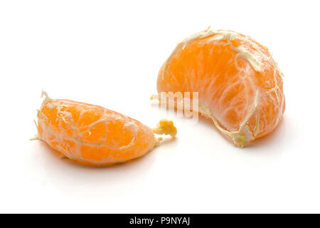 Tangerine segments isolated on white background two pieces Stock Photo