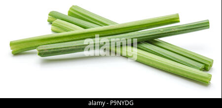 Five fresh celery sticks isolated on white background Stock Photo