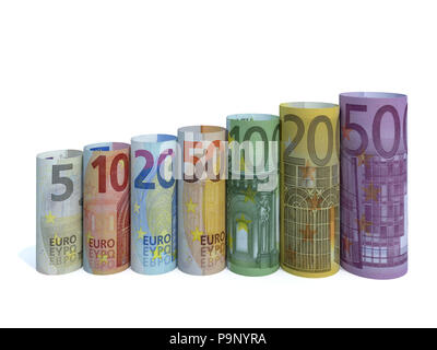 Euro bank notes series, 3d illustration Stock Photo