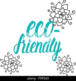 Vector Eco friendly inscription lettering sign. Stock Vector