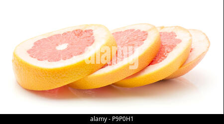 Sliced red grapefruit isolated on white background four rings Stock Photo