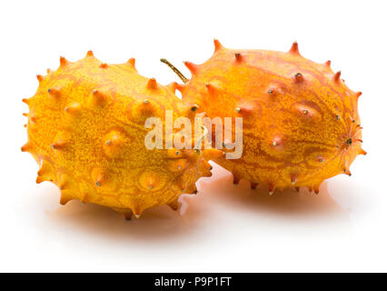Kiwano isolated on white background two whole Stock Photo