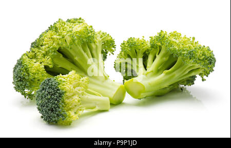Fresh broccoli isolated on white background three pieces Stock Photo