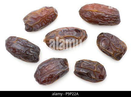 Date fruits Medjool variety top view isolated on white background Stock Photo