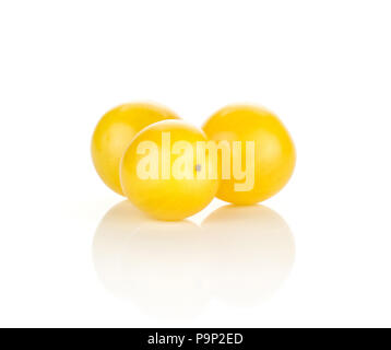 Yellow grape cherry tomatoes isolated on white background group of three Stock Photo