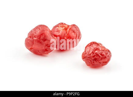 Two red dry cherries isolated on white background Stock Photo