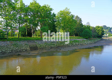 HENDAYE, FRANCE- Pheasant Island, an uninhabited isle on the Bidasoa River between Hendaye and Irun (Spain), a unique condominium in international law Stock Photo