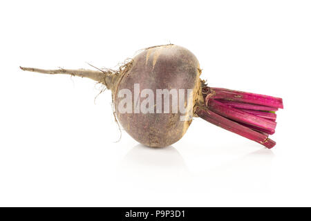 Red beet with cut tops one bulb isolated on white background Stock Photo