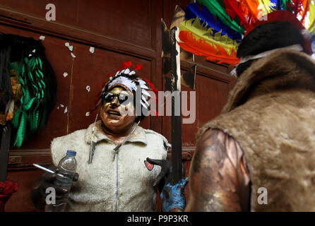 Revelers take part in Zambo carnival held in northern Lebanese city of Tripoli to mark the last period of excess of the Christian Greek Orthodox lent Stock Photo