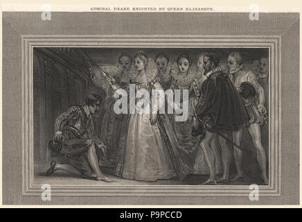 100 Admiral Drake knighted by Queen Elizabeth' (Sir Francis Drake) from NPG Stock Photo