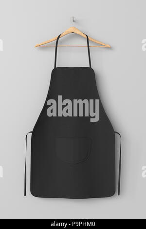Blank black apron isolated on white background with clipping path. 3d ...