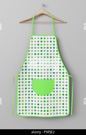 Blank green apron isolated on white background with clipping path. 3d ...