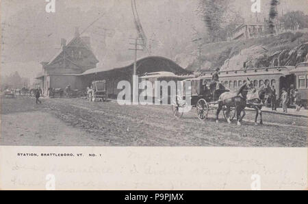 232 Brattleboro station 1907 postcard (3 Stock Photo - Alamy