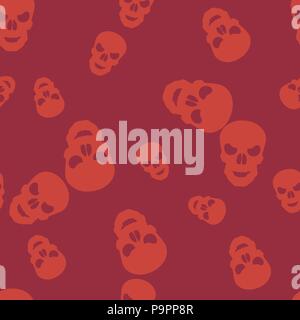 Skull Halloween pattern seamless. Vector illustration. Orange cranium purple background. All Saints Eve. Stock Vector