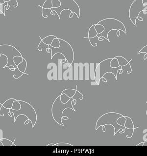 Elephant animal pattern seamless. Vector illustration. Gray background. Stock Vector