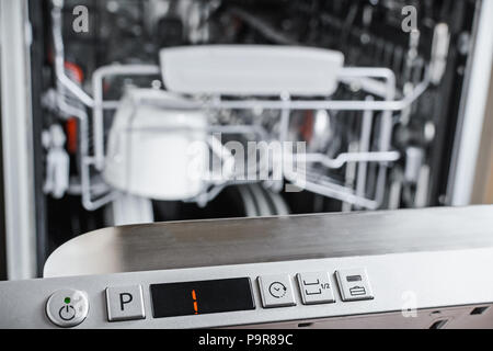 closeup dishwasher control panel, selectable washing mode Stock Photo