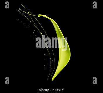 Colored splashes in abstract shape, isolated on black background. Stock Photo
