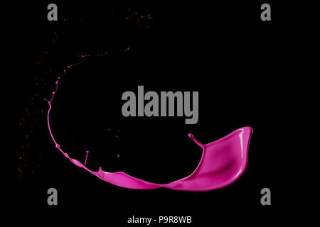 Colored splashes in abstract shape, isolated on black background. Stock Photo