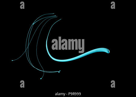 Colored splashes in abstract shape, isolated on black background. Stock Photo