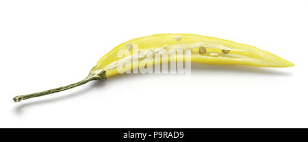 Yellow Chili pepper, one half, isolated on white background Stock Photo