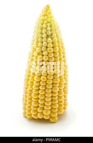 One half of broken corn on the cob isolated on white background Stock Photo