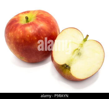 Kanzi apple, one half, isolated on white background Stock Photo