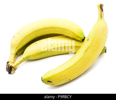 Three whole bananas isolated on white background Stock Photo