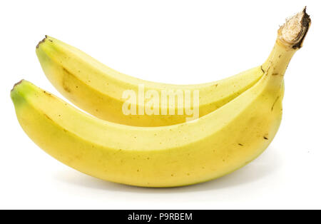 Two whole bananas isolated on white background Stock Photo