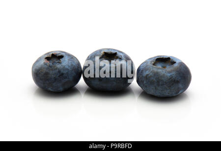 Three bog blueberries isolated on white background Stock Photo