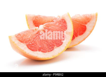 Two red grapefruit slices isolated on white background Stock Photo