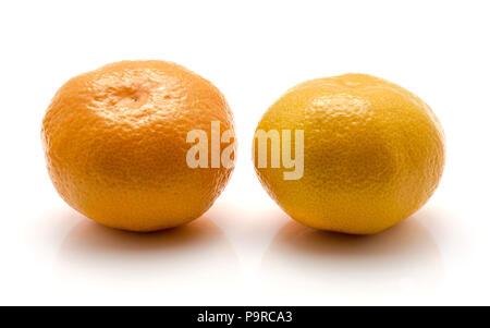 Two tangerines isolated on white background Stock Photo