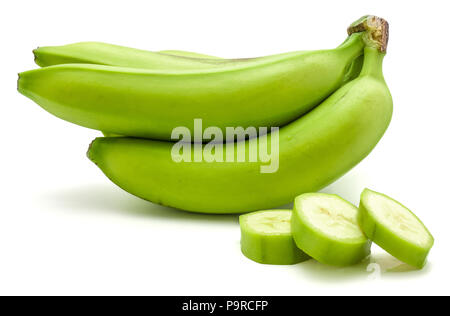 One custer and three slices of plantain isolated on white background Stock Photo