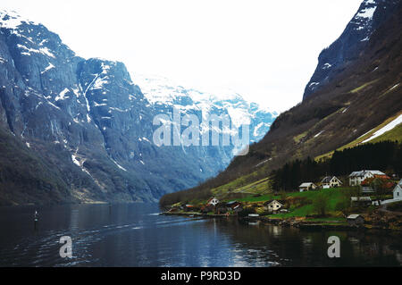 Flam, Norway, Europe. Beautiful Norwegian countryside with mountains Stock Photo