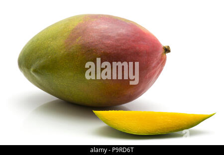 Mango isolated on white background one whole one slice Stock Photo