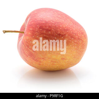 One apple (Evelina variety) isolated on white background yellow red Stock Photo