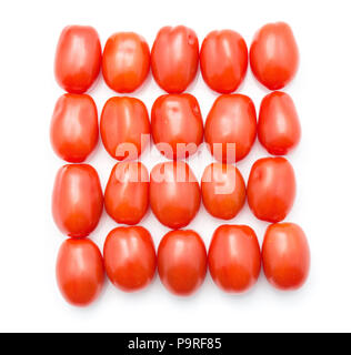 Cherry tomatoes isolated on white background top view square stack Stock Photo