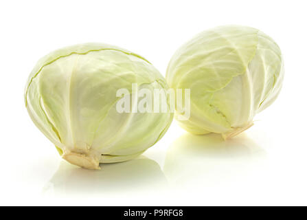 White cabbages isolated on white background two whole heads Stock Photo