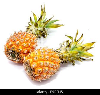 Two whole pineapples isolated on white background Stock Photo