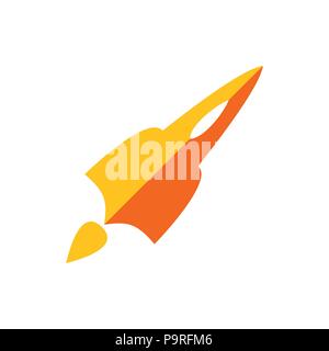 Simple Orange Rocket Air Plane Vector Symbol Graphic Logo Design Template Stock Vector