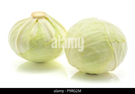 Two white cabbages isolated on white background Stock Photo
