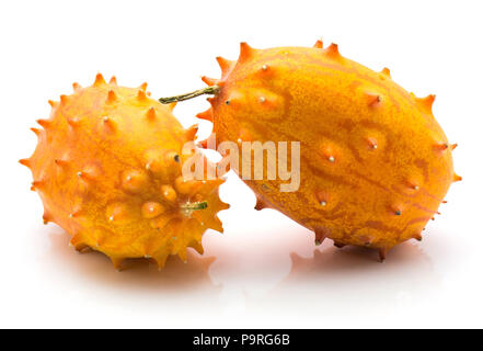 Two kiwano isolated on white background Stock Photo