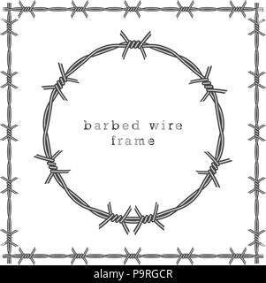 Square and Circle Barbed Wire Frames, Vector Illustration Stock Vector