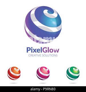 3D Vector logo stylised spherical surface Stock Vector
