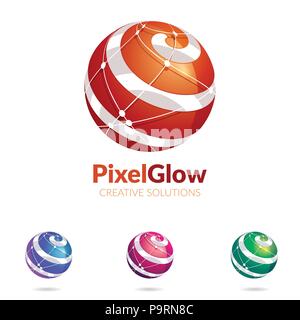 Vector logo stylised spherical surface with abstract shapes Stock Vector