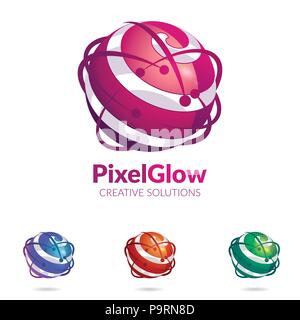 Abstract 3D logo stylised spherical surface Stock Vector