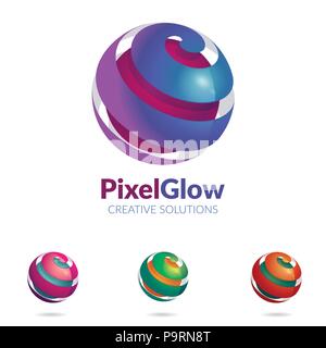 3D Abstract Vector logo stylised spherical surface Stock Vector