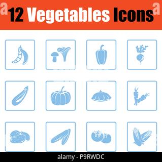 Vegetables icon set. Blue frame design. Vector illustration. Stock Vector