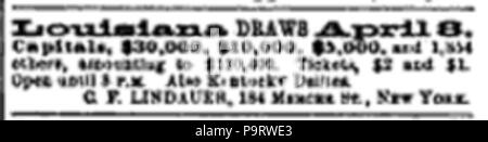 298 Charles Frederick Lindauer I (1836-1921) lottery advertisement in Leslie's magazine in 1879 Stock Photo