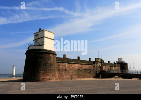 Fort Perch, New Brighton seaside resort, Wallasey town, Wirral, Merseyside, England, UK Stock Photo